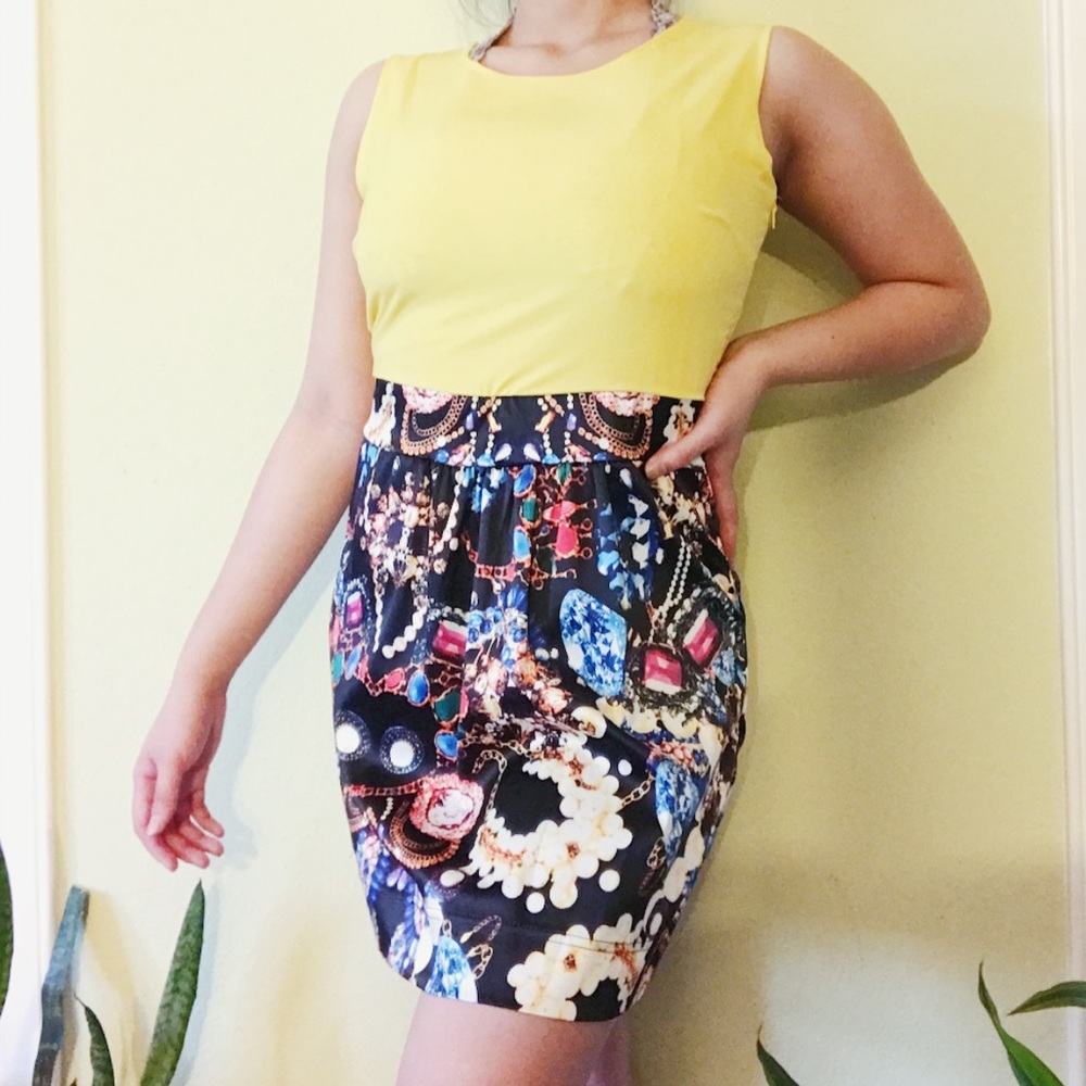 Yellow Patterned Dress (M)
